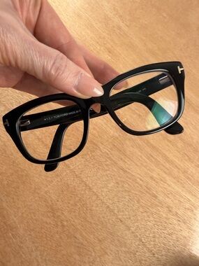 Tom Ford Black Frame Reading Glasses with Tom Ford Hardshell Velvet Eyewear Case